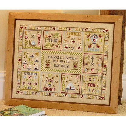 Historical Sampler Company 123 Count With Me Birth Sampler Cross Stitch Kit - 42cm x 36cm