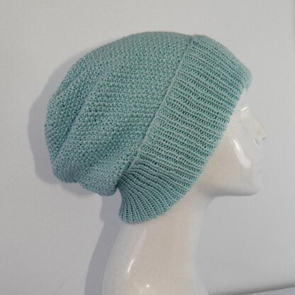 4 Ply Unisex Moss Stitch Slouch Hat CIRCULAR
