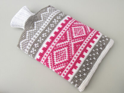 pink and grey hot water bottle cover