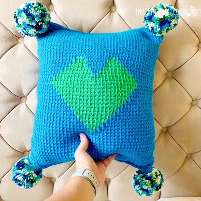 Heart Cushion - Tunisian Crochet