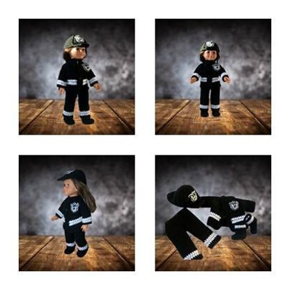 Crochet 18" Doll Outfit, Fireman Costume