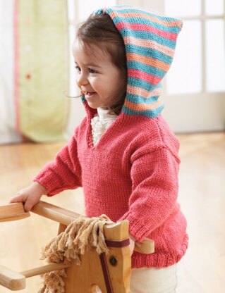 Striped Hoodie in Bernat Softee Baby Solids