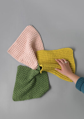 Crochet Dishcloths - Free Crochet Pattern for Home in Paintbox Yarns Recycled Cotton Worsted by Paintbox Yarns