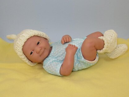 Just For Preemies - Premature Baby Topknot Beanie and Booties Set