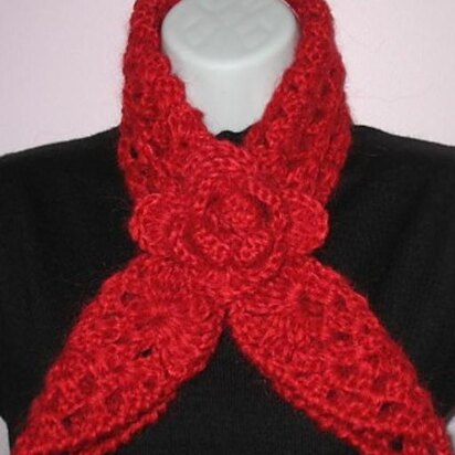 Rose Red Scarf Neckwarmer and Headband