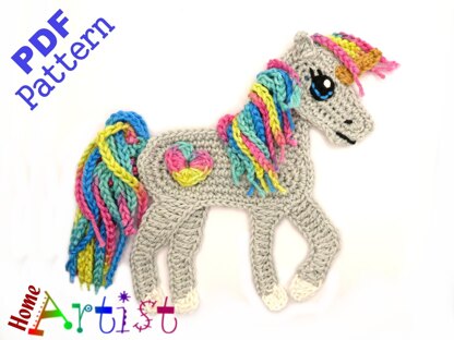 Applikation Crochet Pattern - Instant PDF Download - Horse Unicorn crochet pattern applique