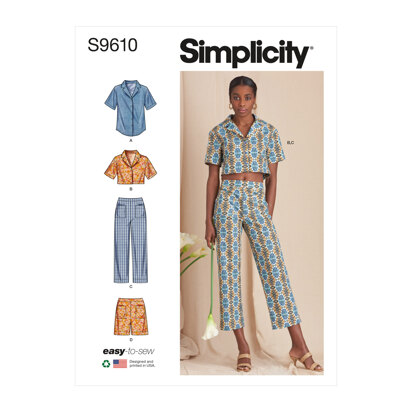 Simplicity Misses' Set of Tops, Cropped Pants and Shorts S9610 - Sewing Pattern