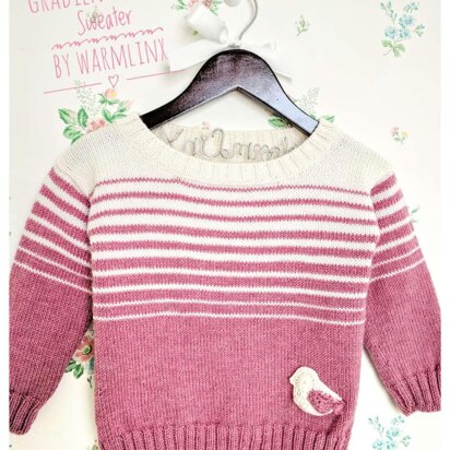 Gradient Stripe with Bird Long Sleeve Kids Sweater