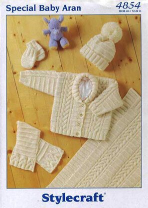Jacket, Scarf, Hat, Mittens & Blanket in Stylecraft Baby Aran - 4854