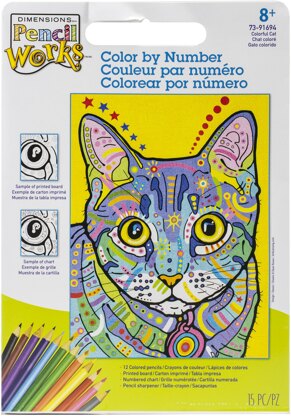 Dimensions Pencil Works Color By Number Kit 9"X12" - Colorful Cat