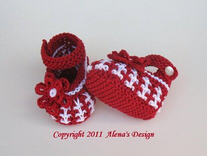 Knit Baby Shoes - Red & White and Blue & White