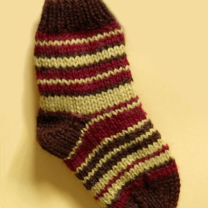 Knit Child's Striped Socks in Lion Brand Wool-Ease - 70279A