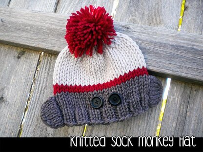 Knitted Sock Monkey Hat