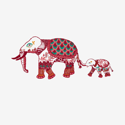 Indian Elephant in DMC - PAT0454 -  Downloadable PDF