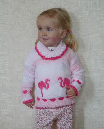 Flamingos and Hearts Sweater