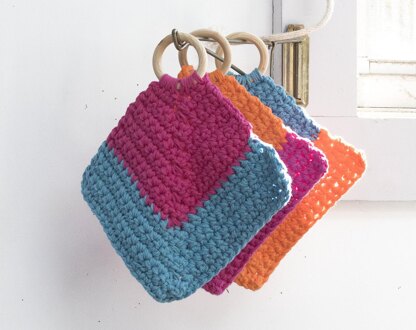 Potholders with Wooden Rings