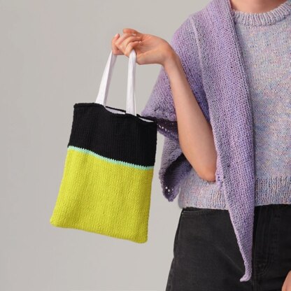 Colourblock Bag in Rico Essentials Organic Cotton Aran - 1096 - Downloadable PDF