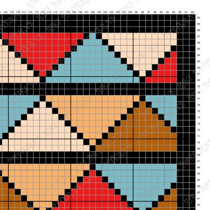 Bright Triangle Blanket 47×47 inches Colorwork Mosaic Stroller C2C CROCHET PATTERN