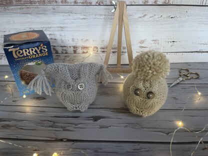 Owls x 2 Designs Chocolate Orange Cover Knitting Patterns