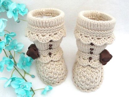 Knitting PATTERN Baby Booties Baby Girl Shoes Infant