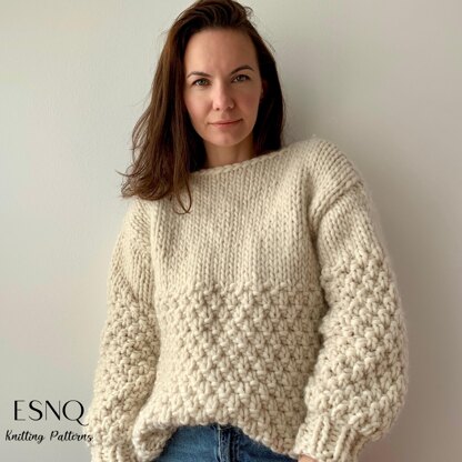 Chunky sweater Frosty in Moss stitch (cm)