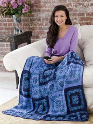 Bold Blues Throw in Caron Simply Soft and Simply Soft Brites - Downloadable PDF