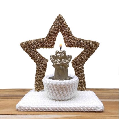 Star tealight holder in 2 versions - easy made from scraps of yarn