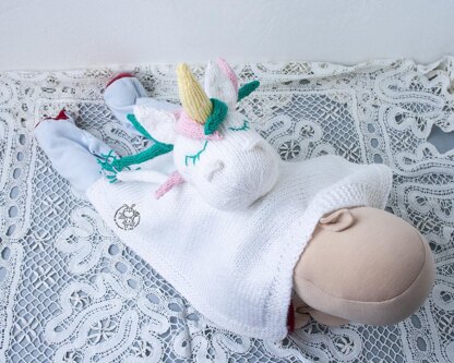 Unicorn Baby Lace Blanket  knitted flat