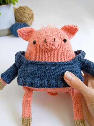 Anton the Piggy in a Hoodie - Toy Knitting Pattern