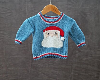 Santa Claus Jumper Knitting Pattern to fit from birth to 3 years old