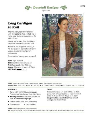 Dovetail Designs K2.58 Long Cardigan to Knit PDF