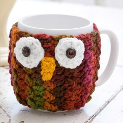 Owl Mug Wrap in Red Heart Super Saver Economy Prints - LW2921