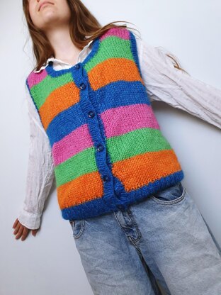 Bright Stripe Knit Waistcoat