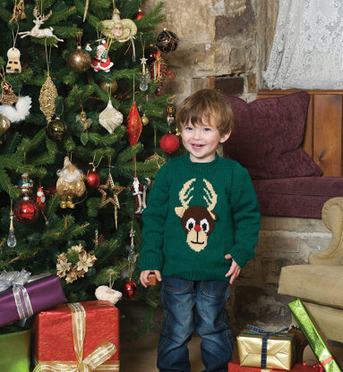 Child's Reindeer Sweater in Patons Fab DK