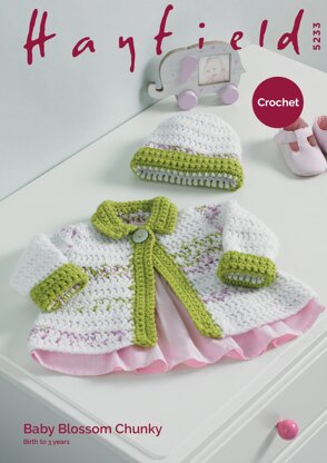 Baby Girl's Jacket and Hat in Hayfield Baby Blossom Chunky & Baby Chunky - 5233 - Downloadable PDF