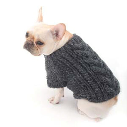 Cabled Dog Cardigan in Lion Brand Wool-Ease Thick & Quick - L40178