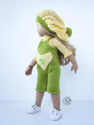 Outfit Lime and lemon for doll 16"-18" knitting flat