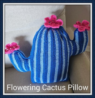 Blue Beauty Cactus Pillow