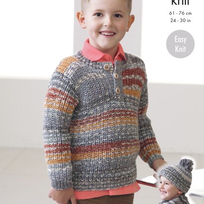 Sweaters, Hat & Scarf in King Cole DK - 4453 - Downloadable PDF