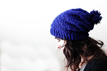 Cobalt Pompom Beanie