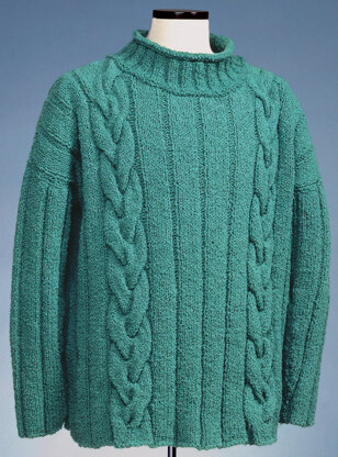 Cable and Wide Rib Rollneck Pullover