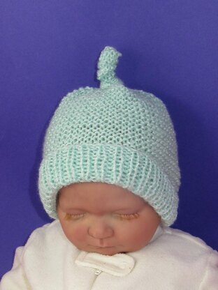 Baby Garter Stitch Topknot Beanie Hat