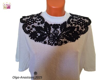 Detachable black lace crochet collar