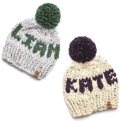 Name Personalized Hat Toque Winter Pompom Children