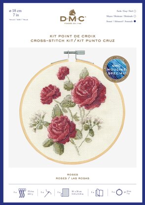 DMC Roses Cross Stitch Kit - 18cm Diameter