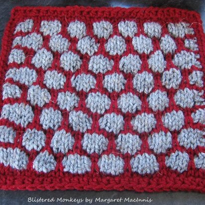 Blistered Monkey Butts 9" Afghan Block Square, 8" dishcloth - knitting pattern