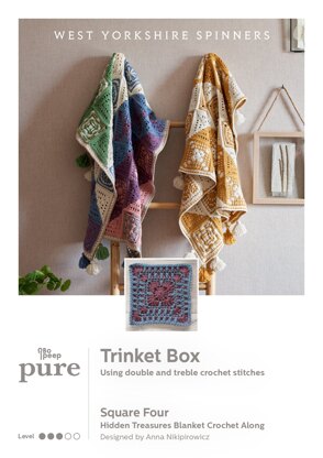 Square Four - Trinket Box Hidden Treasures Blanket Crochet Along in West Yorkshire Spinners - Downloadable PDF