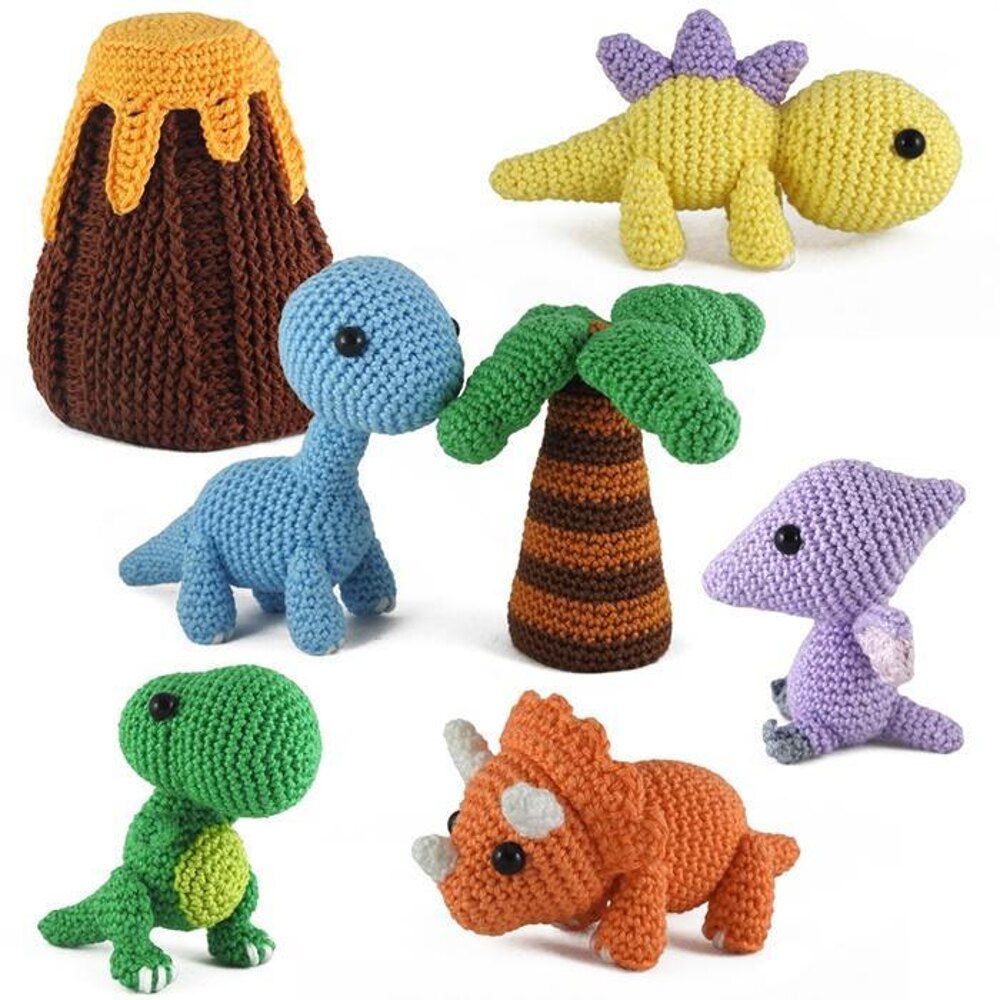 Savvi the Dinosaur Crochet Kit Easy Dino Toy DIY Dinosaur Amigurumi Pattern  by Wool Couture 