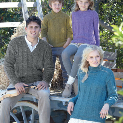 Family Sweaters in Sirdar Harrap Tweed DK - 7396 - Downloadable PDF