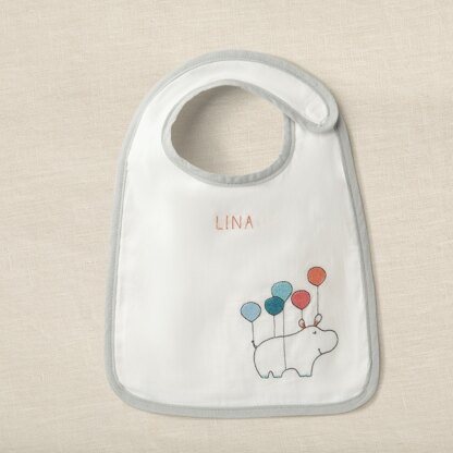 DMC Floating Hippo Stitchable Bib Kit Embroidery Kit - 22.5 × 36.5 cm